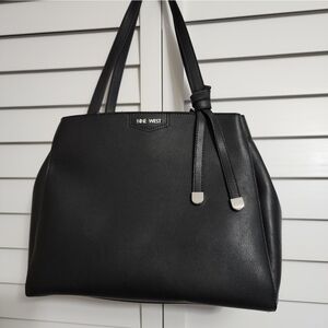 NWT  Nine West Classic Black Large Satchel Tote Bag